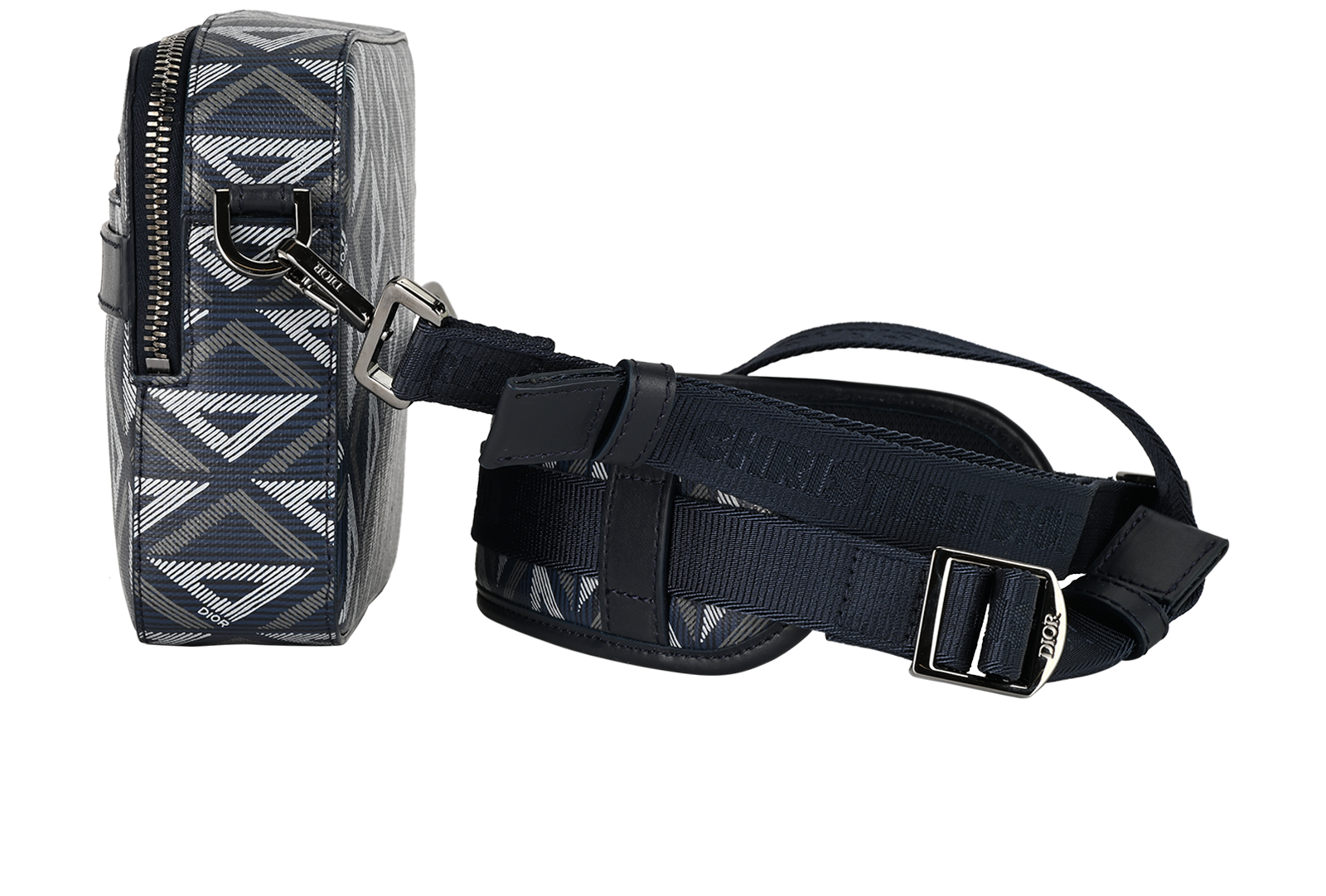 CD Diamond Print Safari Messenger, &pound;1,100, Handbags, Blue, Canvas, Bottom view